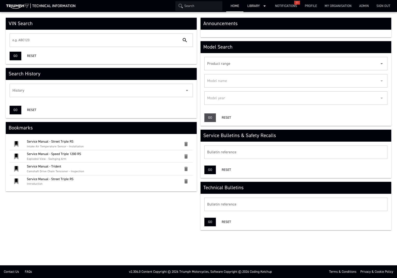 Rocuments platform – VIN search, bookmarks, model search and technical bulletins